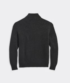 Quarter-Zips<Vineyard Vines Cashmere Fisherman Rib Quarter-Zip Sweater Charcoal Heather