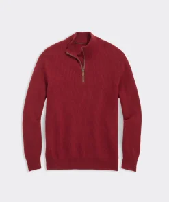 Quarter-Zips<Vineyard Vines Cashmere Fisherman Rib Quarter-Zip Sweater Sangria