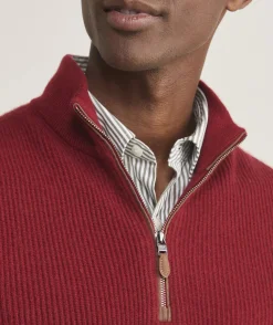 Quarter-Zips<Vineyard Vines Cashmere Fisherman Rib Quarter-Zip Sweater Sangria
