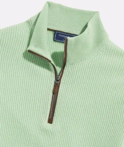 Quarter-Zips<Vineyard Vines Cashmere Fisherman Rib Quarter-Zip Sweater Mint Sprig