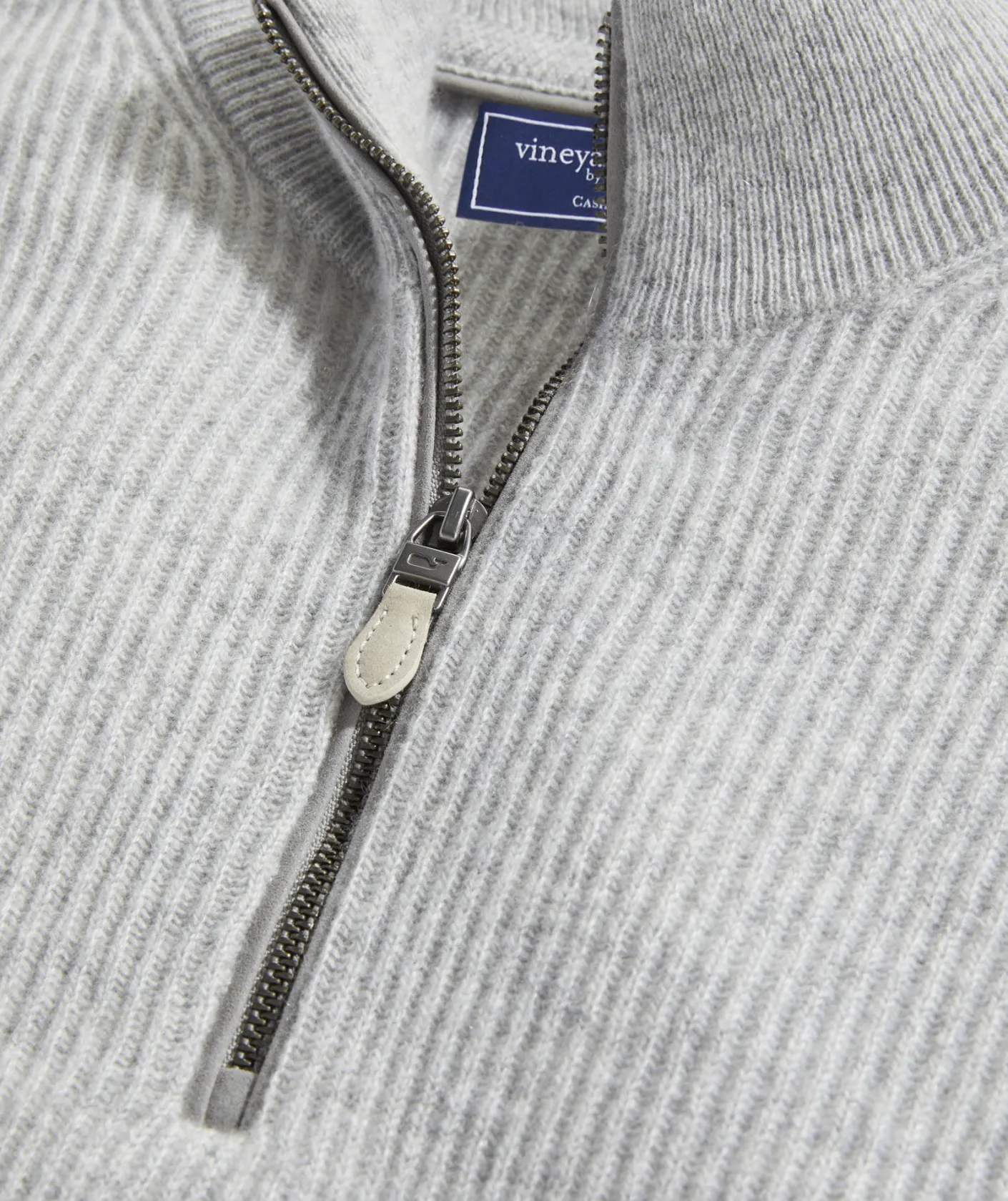 Sweaters<Vineyard Vines Cashmere Fisherman Rib Quarter-Zip Sweater Light Gray Heather