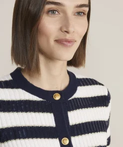 Sweaters<Vineyard Vines Cashmere Waffle-Knit Striped Crewneck Sweater Rum Runner