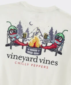 Tees<Vineyard Vines Chilly Peppers Long-Sleeve Dunes Tee Marshmallow Hthr