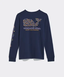 Tees<Vineyard Vines Christmas Icons Whale Long-Sleeve Pocket Tee White Cap