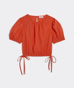 Shirts & Tops<Vineyard Vines Cinched Puff-Sleeve Top Chickory Coffee