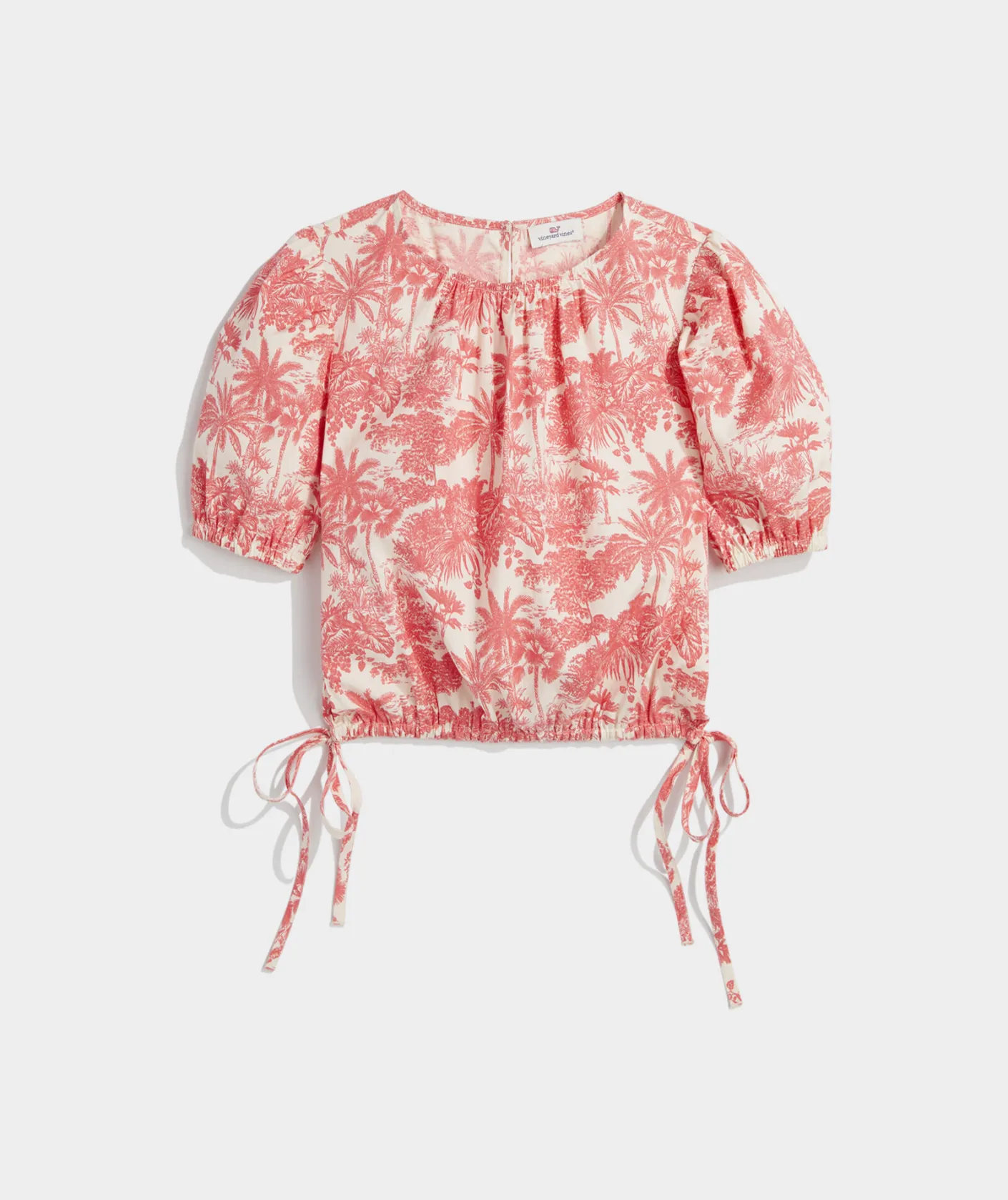 Shirts & Tops<Vineyard Vines Cinched Puff-Sleeve Top Papaya Punch