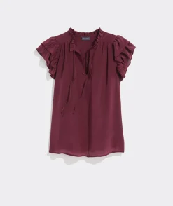 Shirts & Tops<Vineyard Vines Cinched Puff-Sleeve Top Toile - Rum Runner