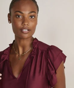 Shirts & Tops<Vineyard Vines Cinched Puff-Sleeve Top Toile - Rum Runner