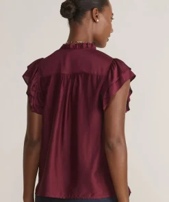 Shirts & Tops<Vineyard Vines Cinched Puff-Sleeve Top Toile - Rum Runner