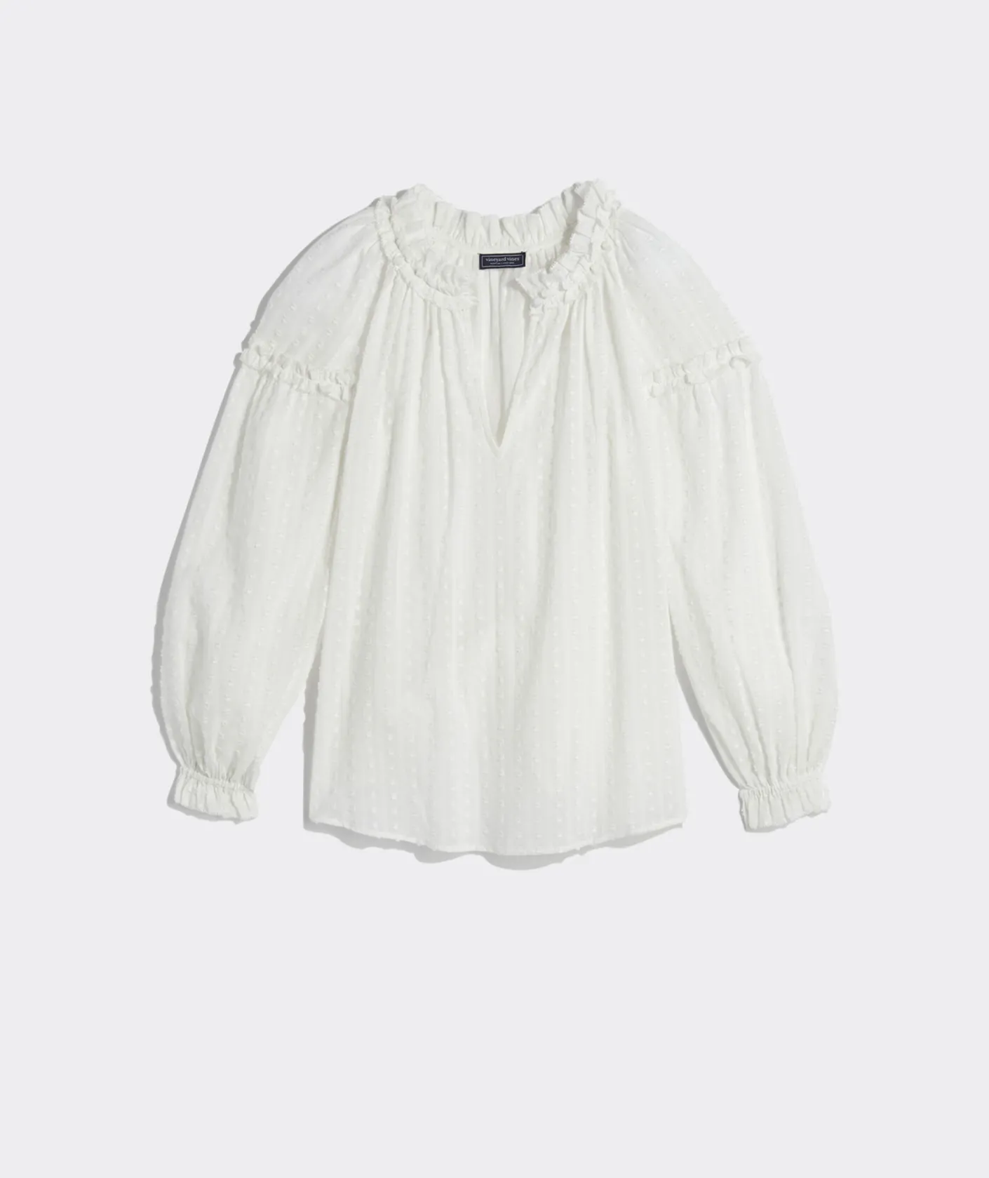 Shirts & Tops<Vineyard Vines Clip Dot Ruffle Popover Jet Black