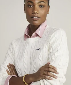 Sweaters<Vineyard Vines Cotton Cable Crewneck Sweater Marshmallow