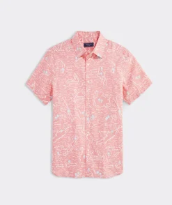 Mens|Button-Down Shirts<Vineyard Vines Cotton Short-Sleeve Gulf Floral Shirt Cayman