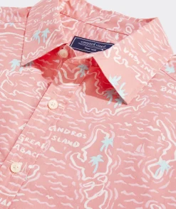 Mens|Button-Down Shirts<Vineyard Vines Cotton Short-Sleeve Gulf Floral Shirt Cayman