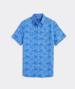 Button-Down Shirts<Vineyard Vines Cotton Short-Sleeve Sailfish Shirt Slfsh Stck Hull Blue