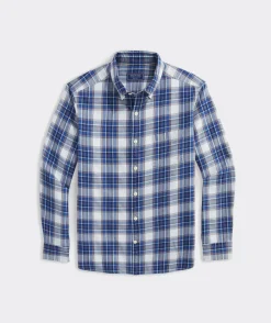 Button-Down Shirts<Vineyard Vines Cotton Twill Indigo Plaid Shirt Pld Marshmallow