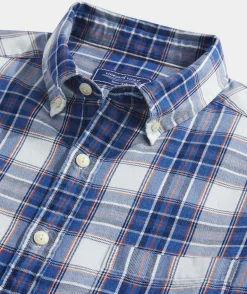 Button-Down Shirts<Vineyard Vines Cotton Twill Indigo Plaid Shirt Pld Marshmallow