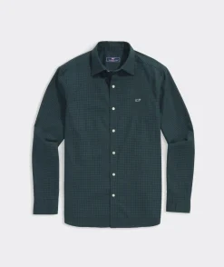 Button-Down Shirts<Vineyard Vines Cotton Twill Spread Collar Gingham Shirt Charleston Green