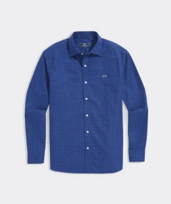 Button-Down Shirts<Vineyard Vines Cotton Twill Spread Collar Gingham Shirt Maritime Blue