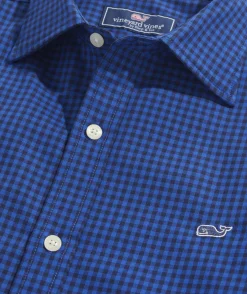 Button-Down Shirts<Vineyard Vines Cotton Twill Spread Collar Gingham Shirt Maritime Blue