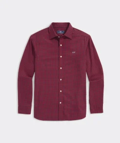 Button-Down Shirts<Vineyard Vines Cotton Twill Spread Collar Gingham Shirt Red Velvet