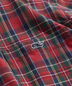 Button-Down Shirts<Vineyard Vines Cotton Twill Tartan Shirt Red Velvet 2