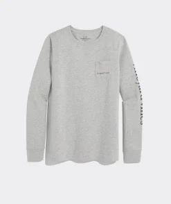 Tees<Vineyard Vines Easter Icon Whale Outline Long-Sleeve Pocket Tee Pink Blossom