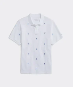 Polos<Vineyard Vines Embroidered Heritage Pique Polo Anchr Embrd Wht Cap