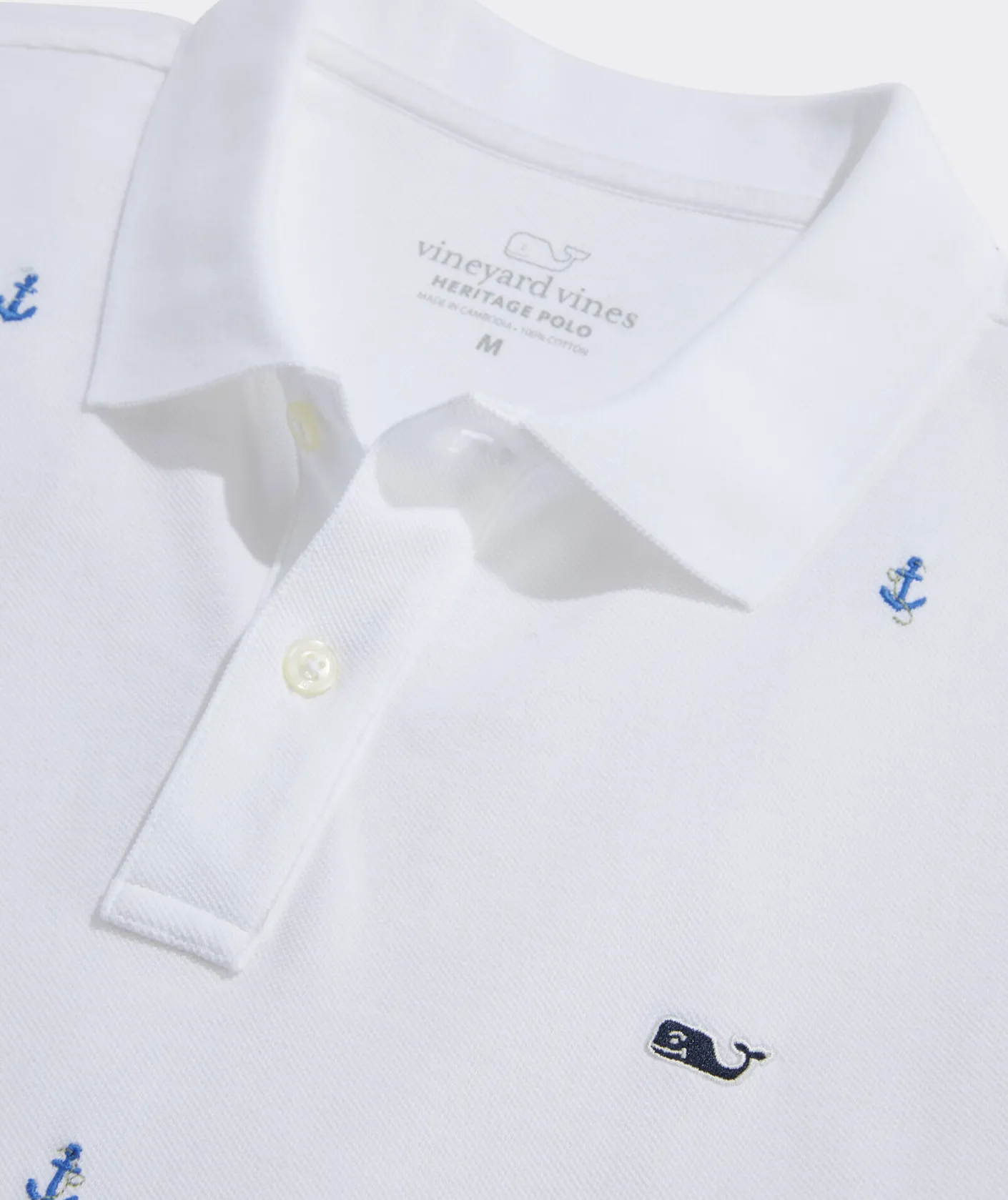 Polos<Vineyard Vines Embroidered Heritage Pique Polo Anchr Embrd Wht Cap