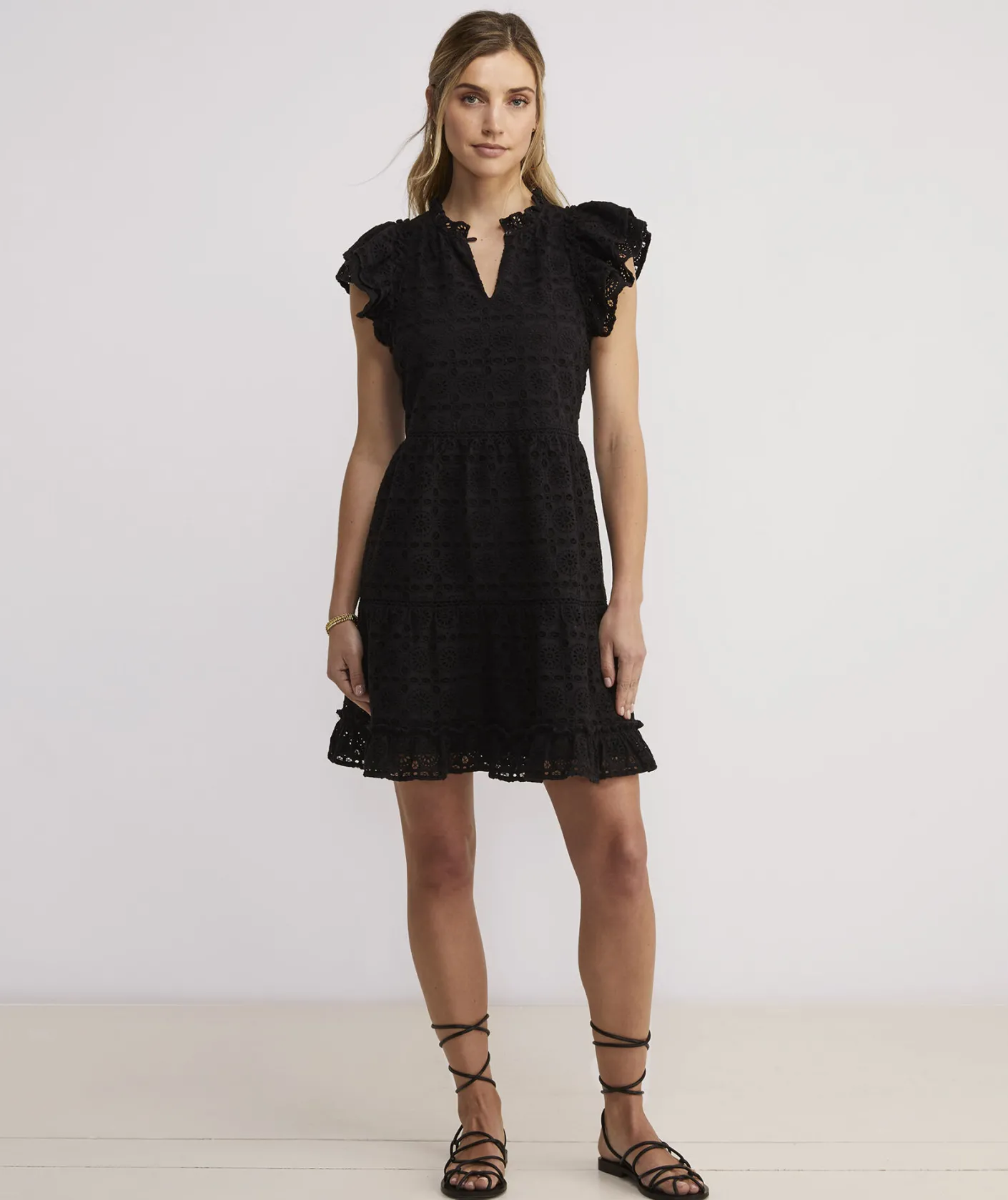 Dresses & Skirts<Vineyard Vines Eyelet Tiered Ruffle Dress Jet Black