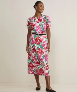 Shirts & Tops<Vineyard Vines Fenwick Floral Puff-Sleeve Top F.Floral - Crimson