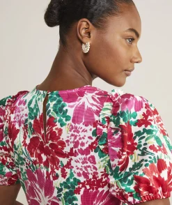 Shirts & Tops<Vineyard Vines Fenwick Floral Puff-Sleeve Top F.Floral - Crimson