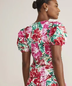 Shirts & Tops<Vineyard Vines Fenwick Floral Puff-Sleeve Top F.Floral - Crimson