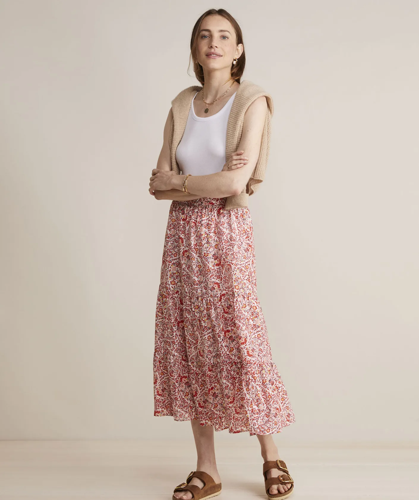 Dresses & Skirts<Vineyard Vines Fenwick Paisley Cotton Silk Maxi Paisley -Marshmallow