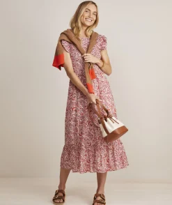 Dresses & Skirts<Vineyard Vines Fenwick Paisley Smocked Midi Dress Paisley -Marshmallow