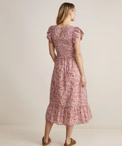 Dresses & Skirts<Vineyard Vines Fenwick Paisley Smocked Midi Dress Paisley -Marshmallow