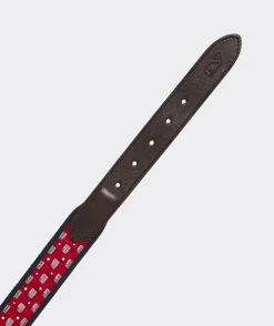 Belts<Vineyard Vines Flag & Stars Canvas Club Belt Lighthouse Red