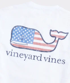 Tees<Vineyard Vines Flag Whale Short Sleeve Pocket Tee White Cap