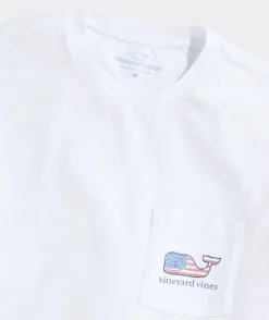 Tees<Vineyard Vines Flag Whale Short Sleeve Pocket Tee White Cap
