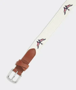 Belts<Vineyard Vines Flags Embroidered Canvas Club Belt Marshmallow
