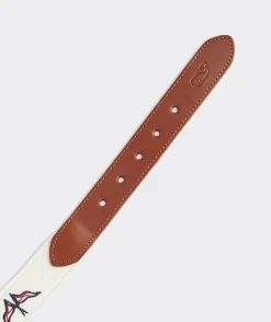 Belts<Vineyard Vines Flags Embroidered Canvas Club Belt Marshmallow