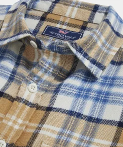 Button-Down Shirts<Vineyard Vines Flannel Plaid Herringbone Workshirt Toasted Almond
