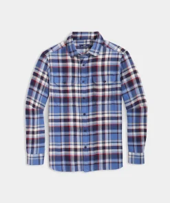 Button-Down Shirts<Vineyard Vines Flannel Plaid Herringbone Workshirt Blue Moon