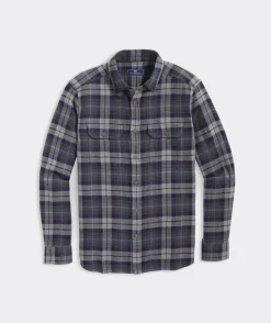 Button-Down Shirts<Vineyard Vines Flannel Tartan Herringbone Workshirt Ultimate Gray