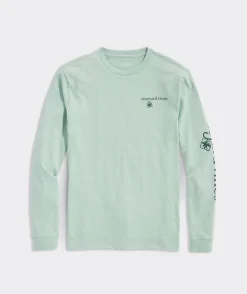 Tees<Vineyard Vines Fly Christmas Tree Long-Sleeve Tee Mist Green
