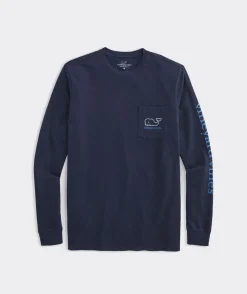 Tees<Vineyard Vines Garment-Dyed Vintage Whale Long-Sleeve Pocket Tee Nautical Navy
