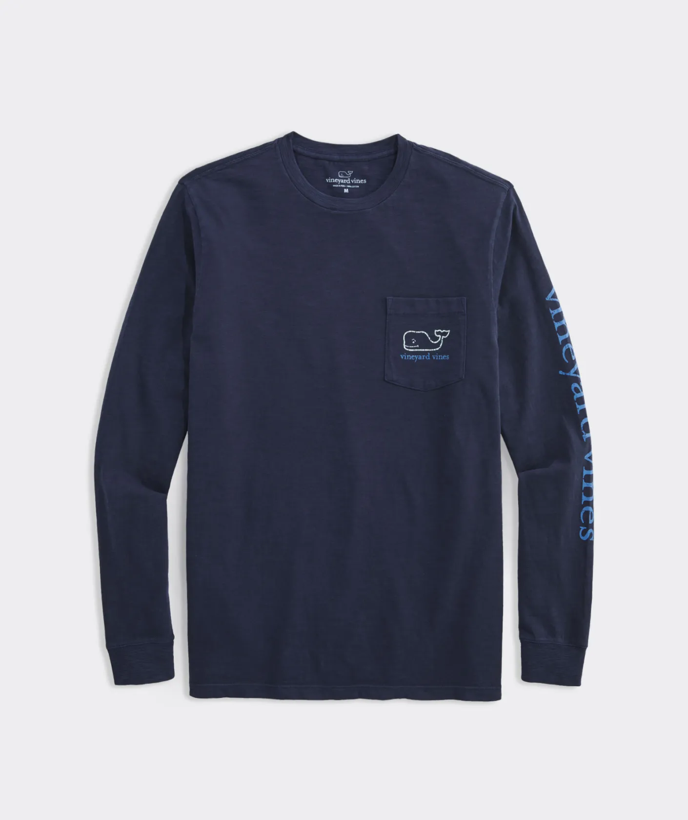 Tees<Vineyard Vines Garment-Dyed Vintage Whale Long-Sleeve Pocket Tee Nautical Navy