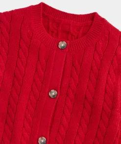 Sweaters<Vineyard Vines Girls' Classic Cable Cardigan Flamingo