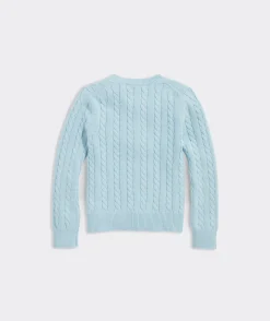Sweaters<Vineyard Vines Girls' Classic Cable Cardigan Light Gray Heather