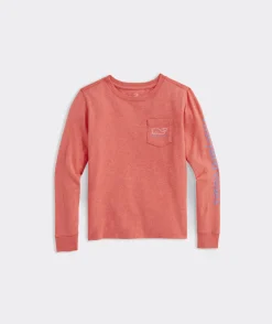 Tops, Tees & Polos<Vineyard Vines Girls' Foil Skating Whale Long-Sleeve Pocket Tee Sweet Taffy