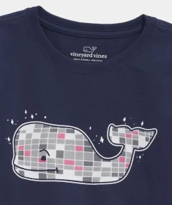 Tops, Tees & Polos<Vineyard Vines Girls' Glitter Ski Whale Long-Sleeve Pocket Tee Calm Waters